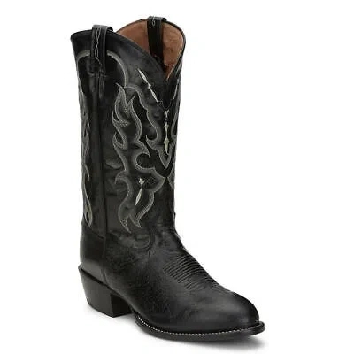 Pre-owned Tony Lama Bonham 13" Round Toe Men's Boot In Black/ivory/ostrich