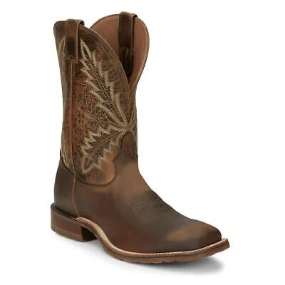 Pre-owned Tony Lama Bowie 11" Square Toe Men's Boot In Oak/brown