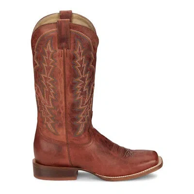 Pre-owned Tony Lama Camarillo Embroidered Wide Square Toe Cowboy Mens Brown Casual Boots