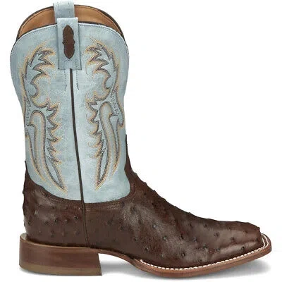 Pre-owned Tony Lama Castillo Square Toe Cowboy Mens Blue Casual Boots Ep6093