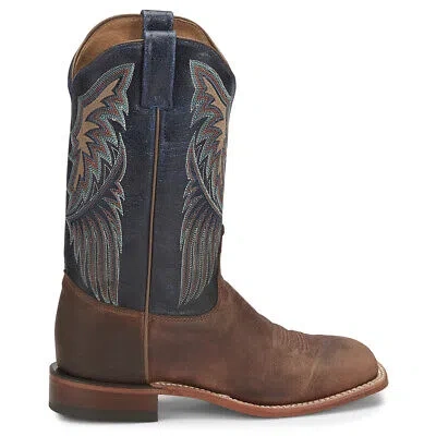 Pre-owned Tony Lama Dava Goat Embroidery Square Toe Cowboy Womens Blue, Brown Casual Boot