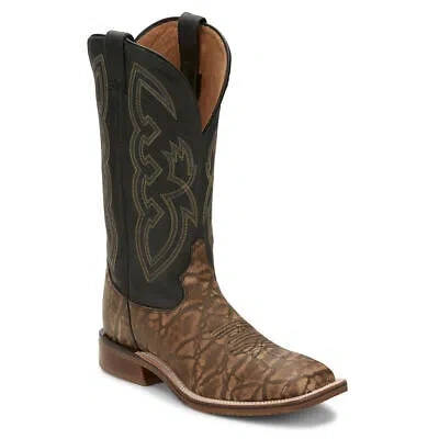 Pre-owned Tony Lama Galan 13" Square Toe Men's Boot In Taupe/black
