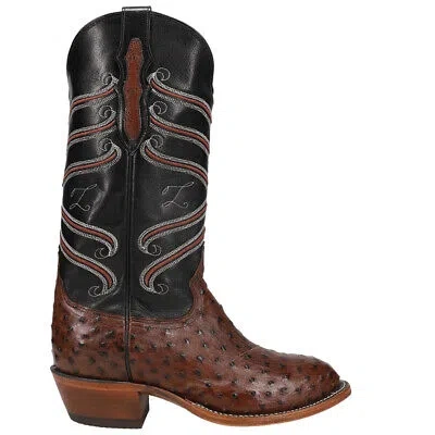 Pre-owned Tony Lama Kosse Ostrich Round Toe Cowboy Mens Brown Western Cowboy Boots Ct840
