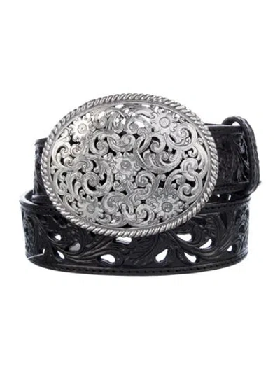 Pre-owned Tony Lama Leather Belt In Black