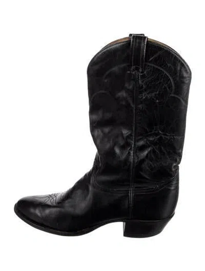 Pre-owned Tony Lama Leather Western Boots In Black