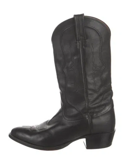 Pre-owned Tony Lama Leather Western Boots In Black