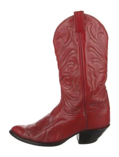 Pre-owned Tony Lama Leather Western Boots In Red