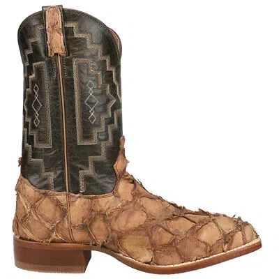 Pre-owned Tony Lama Leviathan Pirarucu Square Toe Cowboy Mens Brown Dress Boots 6082