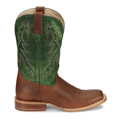 Pre-owned Tony Lama Luciano Wide Square Toe Cowboy Mens Brown, Green Casual Boots Tl3031