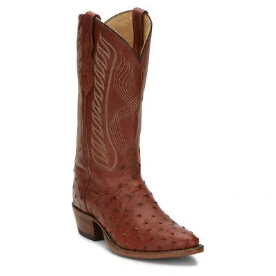 Pre-owned Tony Lama Mccandles 13" Round Toe Men's Boot In Brandy/brown/ostrich