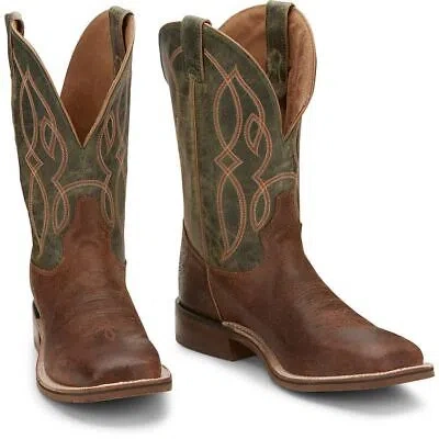 Pre-owned Tony Lama Men's 7882 Landgrab 11" Havana (brown) Square Toe Cowboy Pull-on Boots