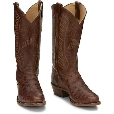 Pre-owned Tony Lama Men's 8256 Mccandles 13" Brown Full Quill Round Toe Western Boots In Chocolate (brown)