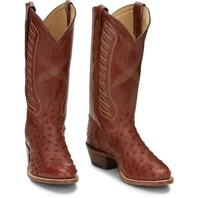 Pre-owned Tony Lama Men's 8257 Mccandles 13" Brandy (brown) Full Quill Round Toe Boots