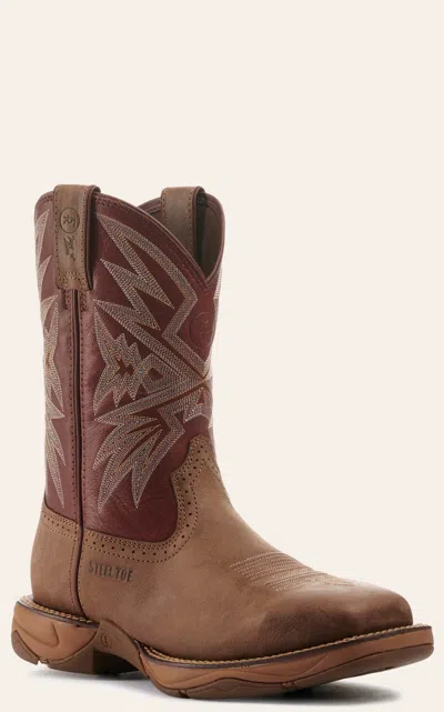 Tony Lama Men's Bartlett Tan And Cognac Wide Square Toe Work Boot In Brown