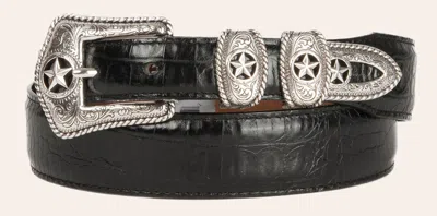 Tony Lama Men's Black Country Croc Print Western Belt