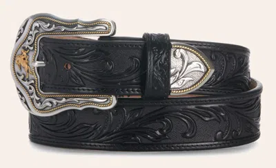 Tony Lama Men's Black Leather Westerly Ride Western Belt