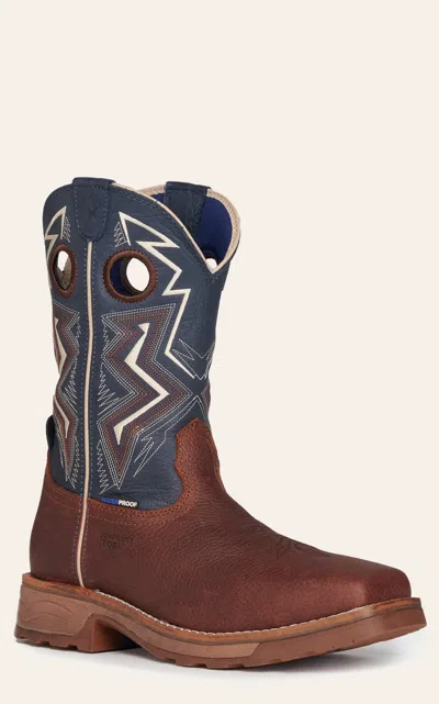 Tony Lama Men's Brown And Blue Square Toe Work Boots