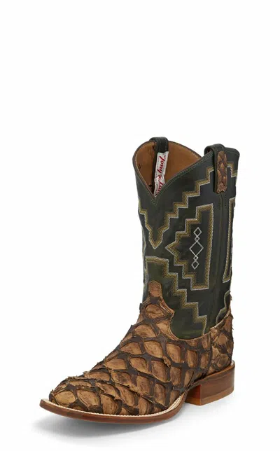 Pre-owned Tony Lama Men's Chocolate Gnarly Water Monster Western Boots - Square Toe 6082 In Brown