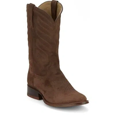 Pre-owned Tony Lama Men's Dr3039 Amado 12" Suede Taupe Round Toe Western Boot In Taupe (brown)