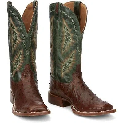 Pre-owned Tony Lama Men's Ep8270 Hayden 13" Brown Full Quill Sq Toe Western Mid-calf Boots In Bourbon (brown)
