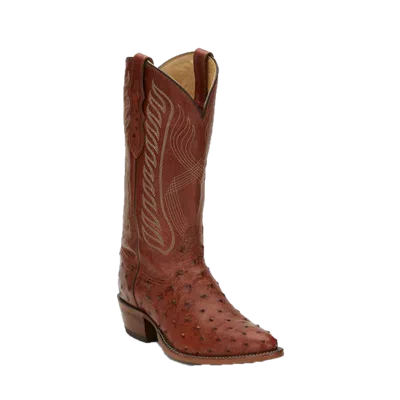 Pre-owned Tony Lama Men's Mccandles Full Quill Ostrich Brandy Brown Boots 8257