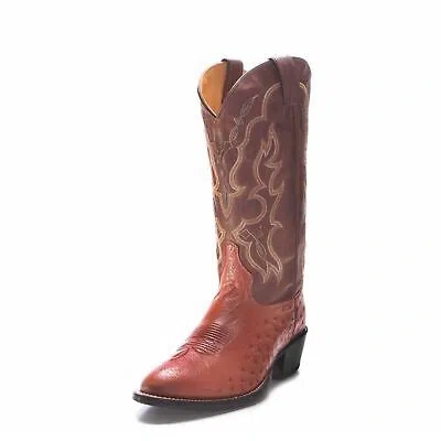 Pre-owned Tony Lama Men's O6081 Tiberius 13" Cognac Medium Round Toe Western Pull-on Boots