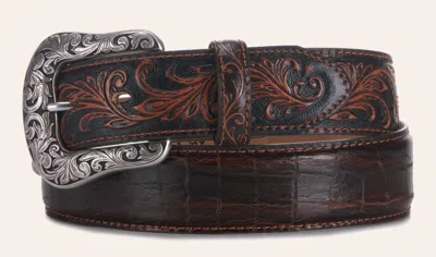 Tony Lama Men's Pinto Brown Classic Tooled Western Belt