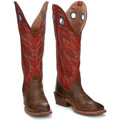 Pre-owned Tony Lama Men's Sa2000 Colburn 17" Wood (brown) Square Toe Buckaroo Cowboy Boots