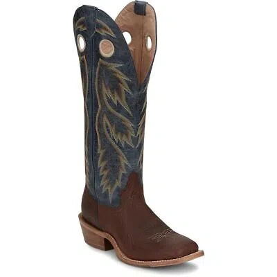 Pre-owned Tony Lama Men's Sa2004 Merrit 17" Buckaroo Cognac Square Toe Western Boot In Cognac (brown)