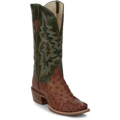 Pre-owned Tony Lama Men's Sa8268 Rylen 13" Full Quill Brandy Square Toe Western Boot In Brandy (brown)