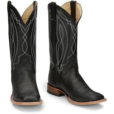 Pre-owned Tony Lama Men's Tl3000 Sealy 13" Black Square Toe Stockman Heel Western Boots