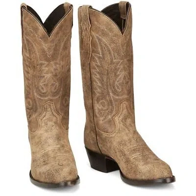 Pre-owned Tony Lama Men's Tl3022 Outpost 13" Gold/tan Round Toe Western Mid-calf Boots In Gold/tan (tan)