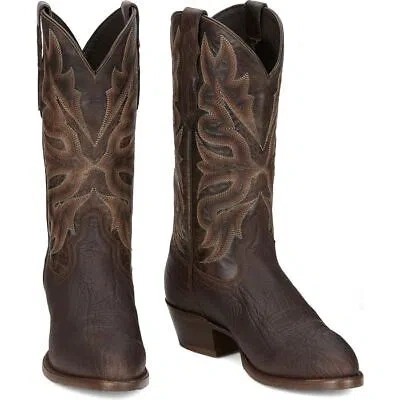 Pre-owned Tony Lama Men's Tl3028 Stegall 13" Brown Round Toe Block Heel Western Boots In Expresso (brown)