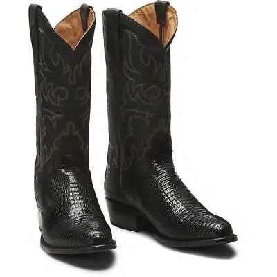 Pre-owned Tony Lama Men's Tl5150 Nacogdoches 13" Black Teju Lizard Round Toe Western Boots