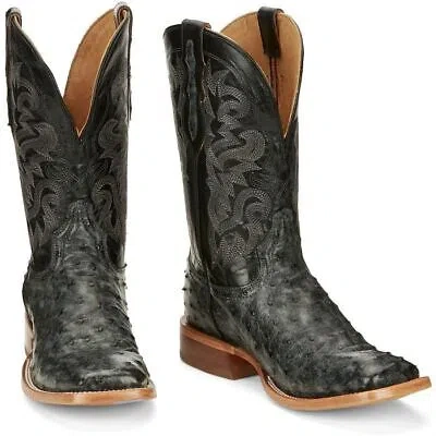 Pre-owned Tony Lama Men's Tl5355 Moore 11" Grey Full Quill Wide Square Toe Western Boots
