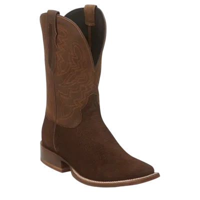 Pre-owned Tony Lama Men's Tucson Bark Brown Leather Western Boots Tl3025
