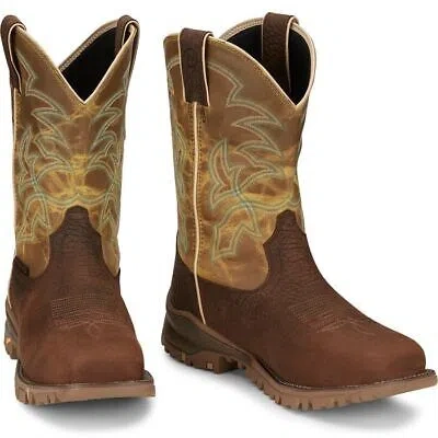 Pre-owned Tony Lama Men's Tw5006 Roustabout 11" Brown Steel Toe Waterproof Eh Work Boots In Russet (brown)