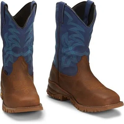 Pre-owned Tony Lama Men's Tw5010 Roustabout 11" Auburn (brown) Steel Toe Waterproof Boots
