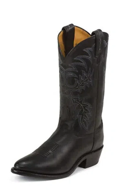 Pre-owned Tony Lama Mens Black Stallion Leather 12in Usa Western Boots