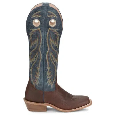 Pre-owned Tony Lama Merrit Buckaroo Square Toe Cowboy Mens Blue, Brown Casual Boots Sa200