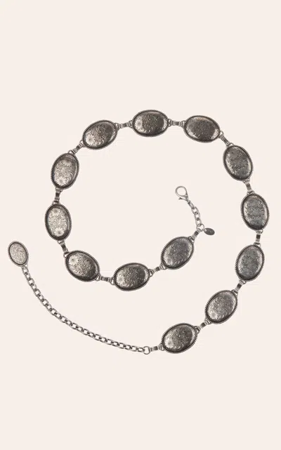 Tony Lama Silver Floral Oval Concho Chain Belt