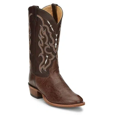 Pre-owned Tony Lama Tiberius Kango 13" Round Toe Men's Boot In Brown/chocolate/ostrich