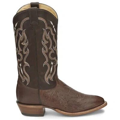 Pre-owned Tony Lama Tiberius Ostrich Round Toe Cowboy Mens Brown Casual Boots O6082