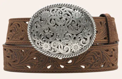 Tony Lama Women's Brown Pierced Filigree Trophy Belt
