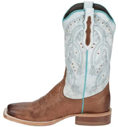 Tony Lama Women's Gabriella Square Toe Western Boot In Tan/worn/turquoise In Multi
