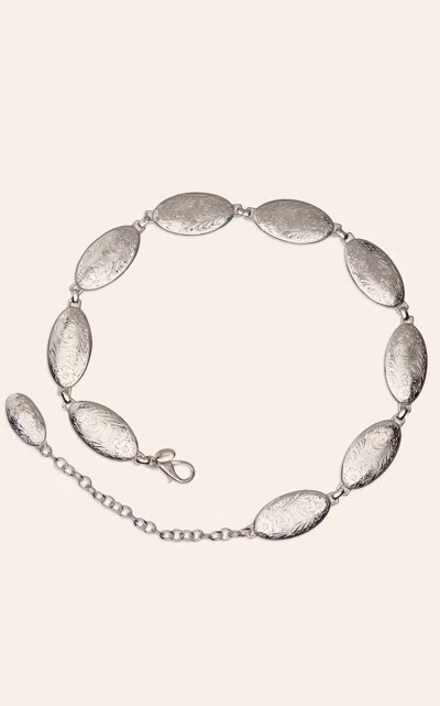 Tony Lama Women's Silver Engraved Large Oval Conchos Chain Belt