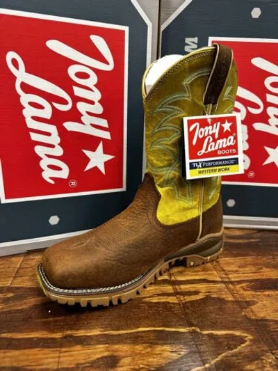 Pre-owned Tony Lama Work Boots Buffalo Waterproof Squaretoe-steel Toe-5006 In Brown