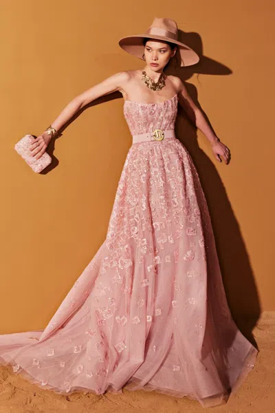 Tony Ward A-line Strapless Tulle Gown In Multi