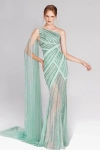 Tony Ward Asymmetric Cape Gown In Multi