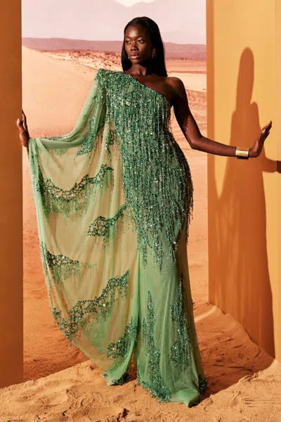 Tony Ward Asymmetrical Tulle Gown In Multi